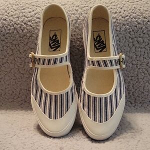 Vans  Striped Mary Jane Shoes - Navy and White